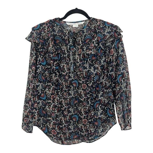 Veronica Beard Womens Size 4 Aneri Ruffle Printed Silk Georgette Blouse New NWT - Picture 1 of 4